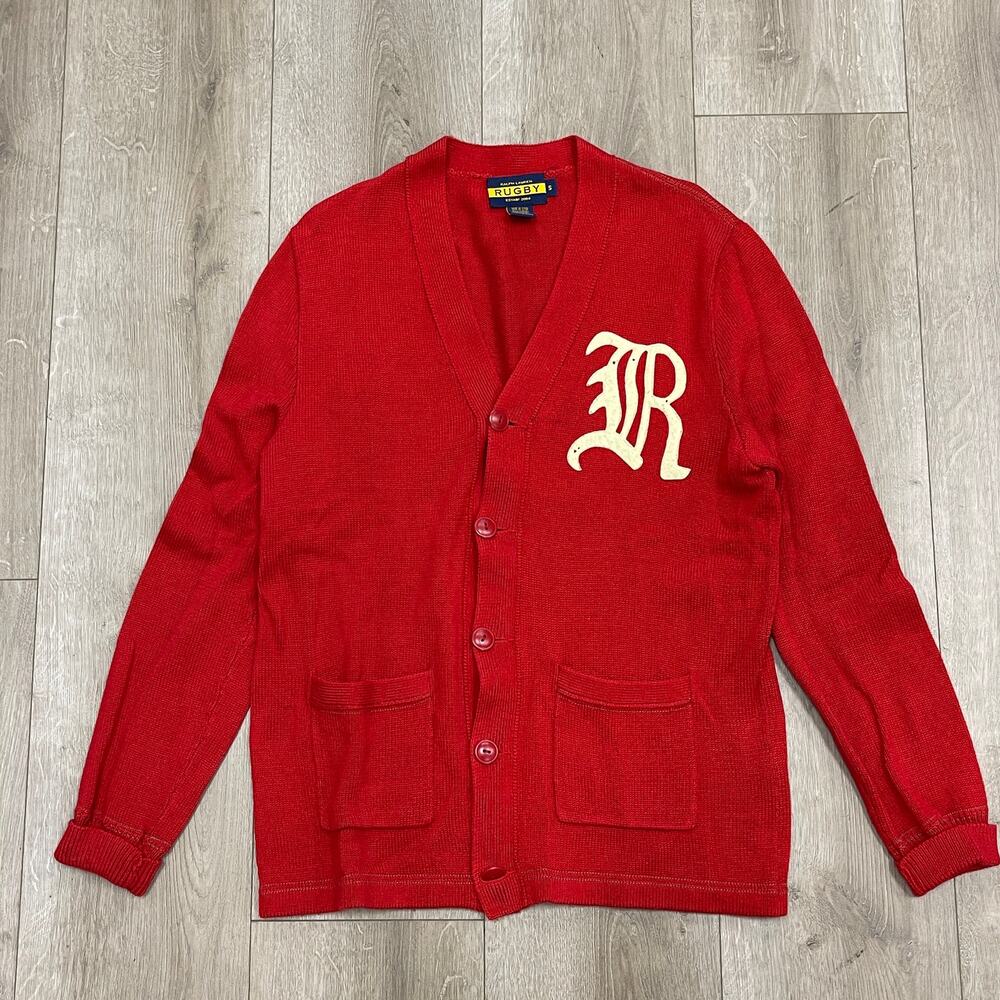 Rugby Ralph Lauren Varsity Letter Cardigan Red Size Small S B18